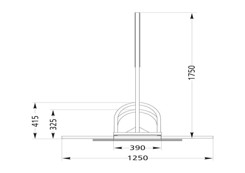 Werbefahrradständer CW 5000 NAUTIC - Seitenansicht Abmessungen Werbefahrradständer CW 5000 NAUTIC - Seitenansicht Abmessungen